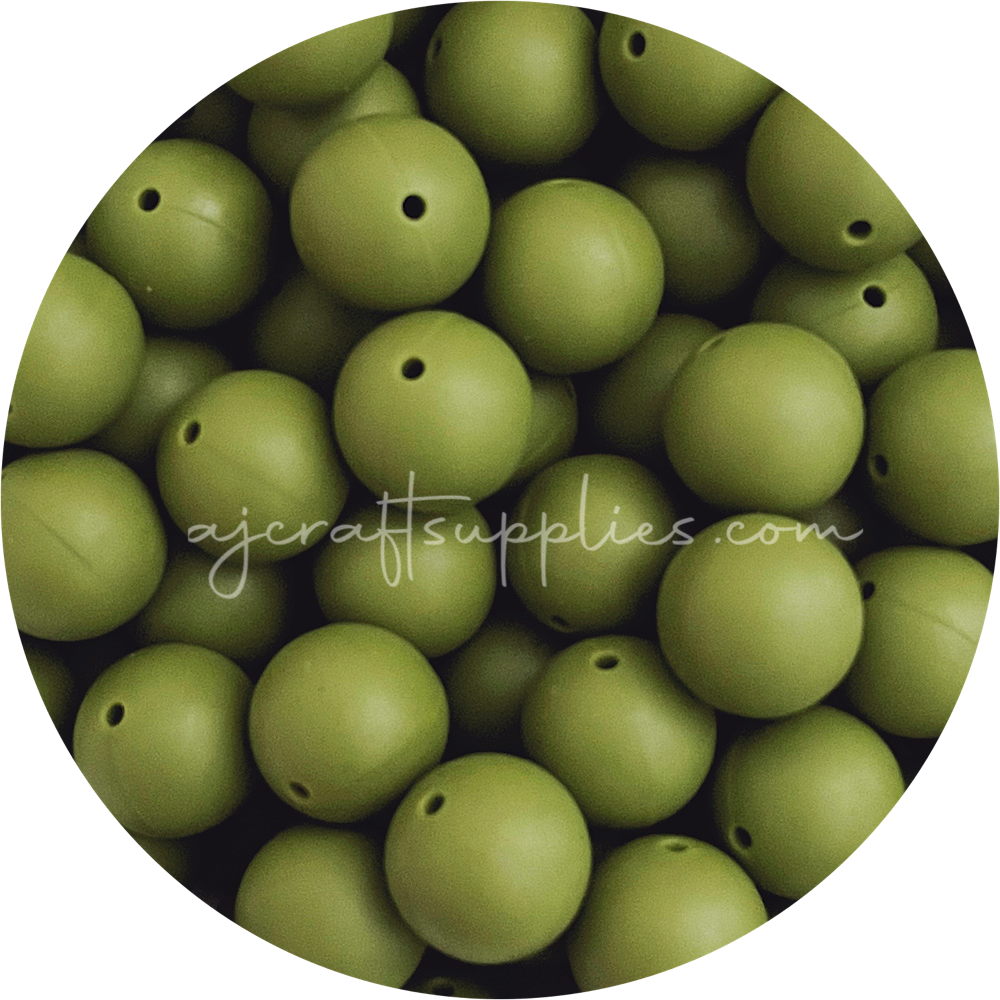 Army Green - 19mm round - 5 Beads