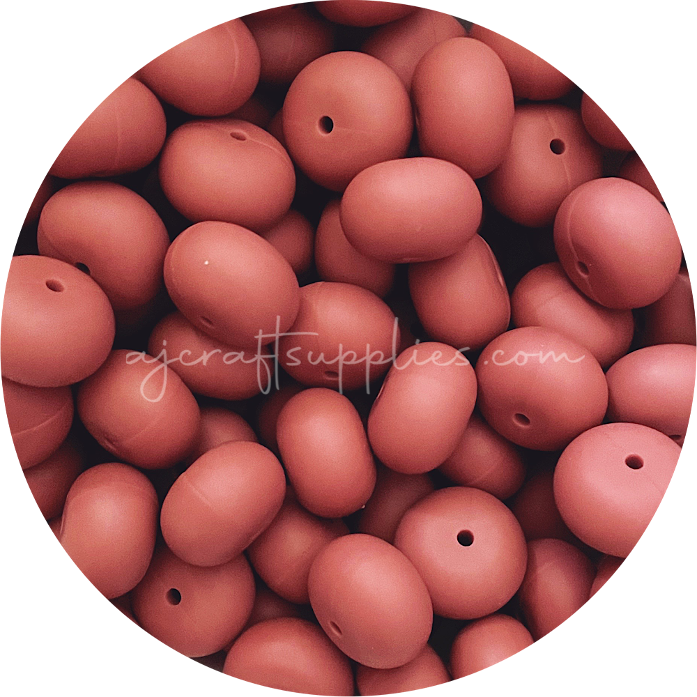 Brandy Rose - 22mm Abacus Silicone Beads - 5 Beads
