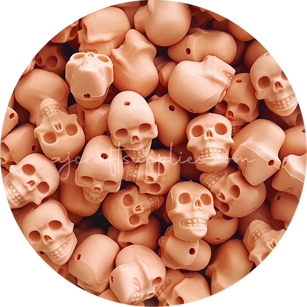 Skull Silicone Beads--Beige