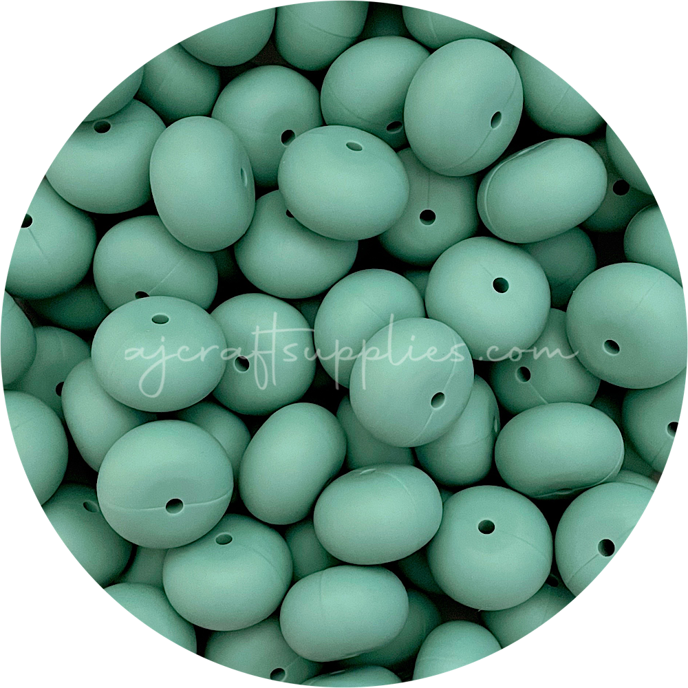 Ether Green - 22mm Abacus Silicone Beads - 5 Beads