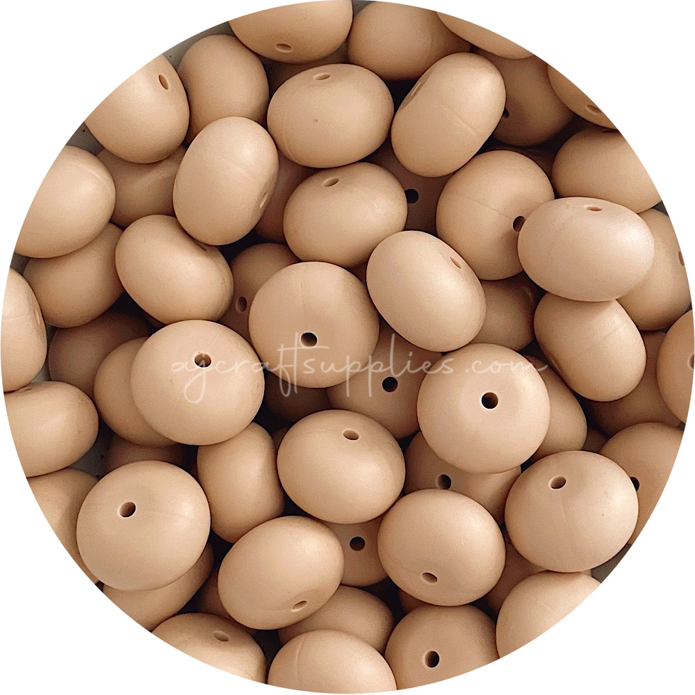 Oatmeal - 22mm Abacus Silicone Beads - 5 Beads