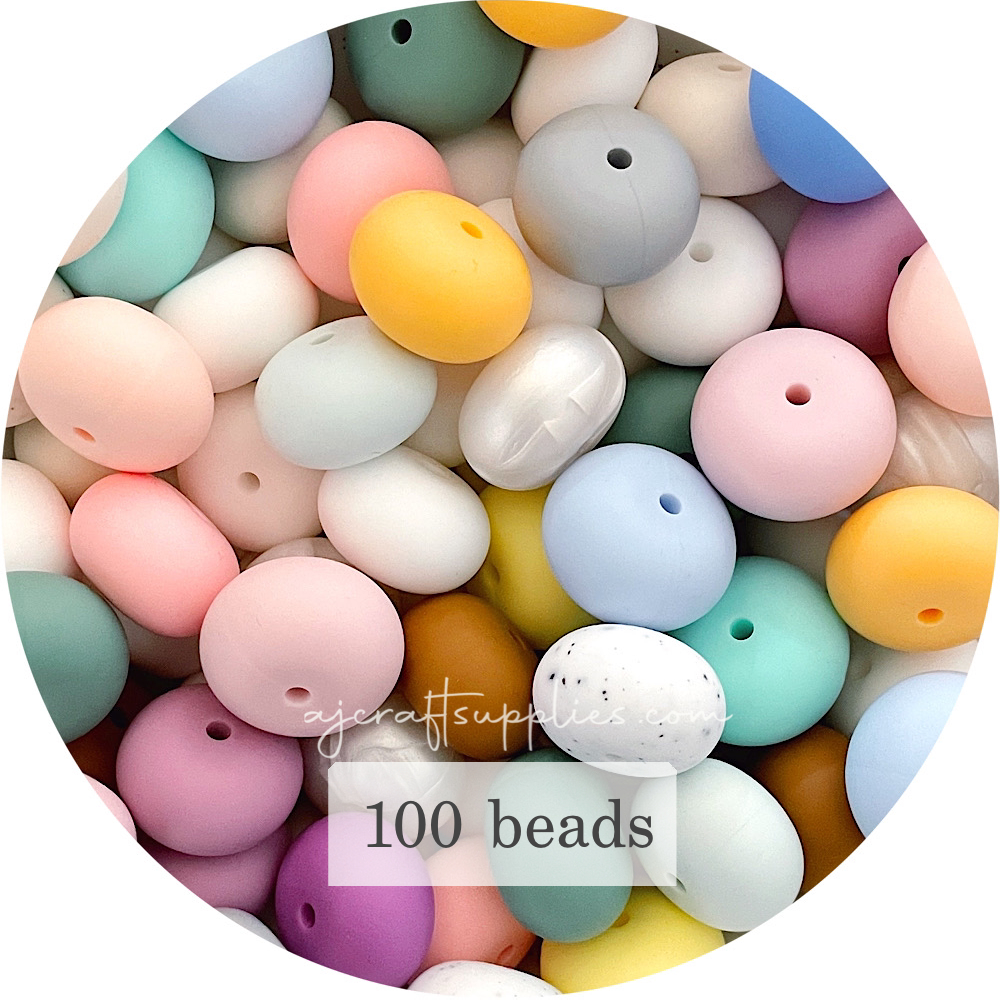 Silicone Beads Bulk Grab Bag - 22mm abacus - 100 beads