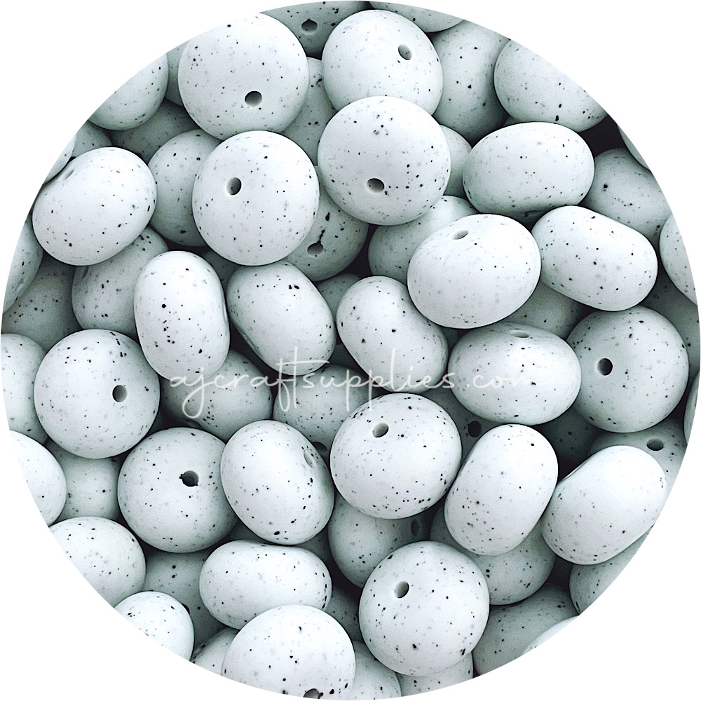Seabreeze Speckled - 22mm Abacus Silicone Beads - 5 Beads