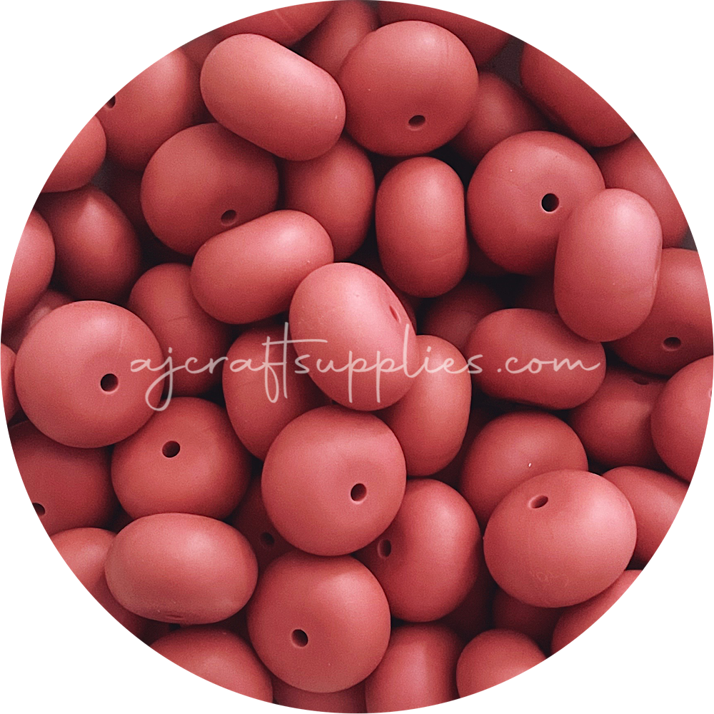 Maroon Red - 22mm Abacus Silicone Beads - 5 Beads