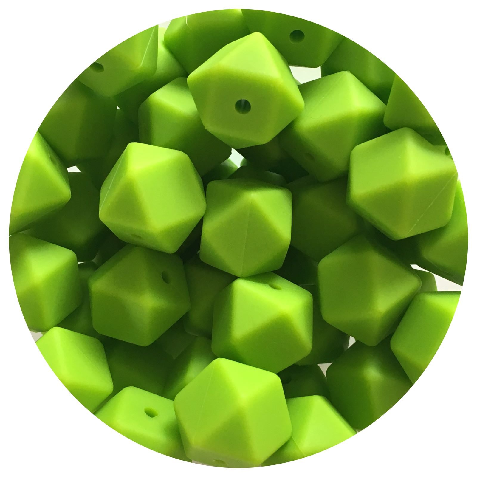 Key Lime Green - 17mm Hexagon - 10 Beads