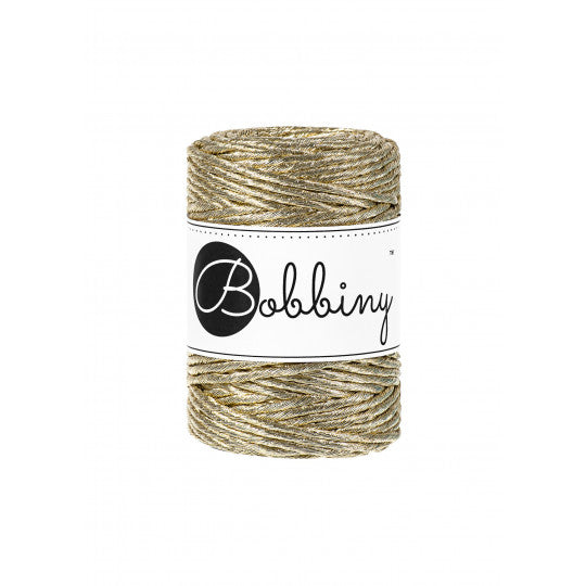 Bobbiny Single Twist Macrame Cord - 3mm - Metallic Gold