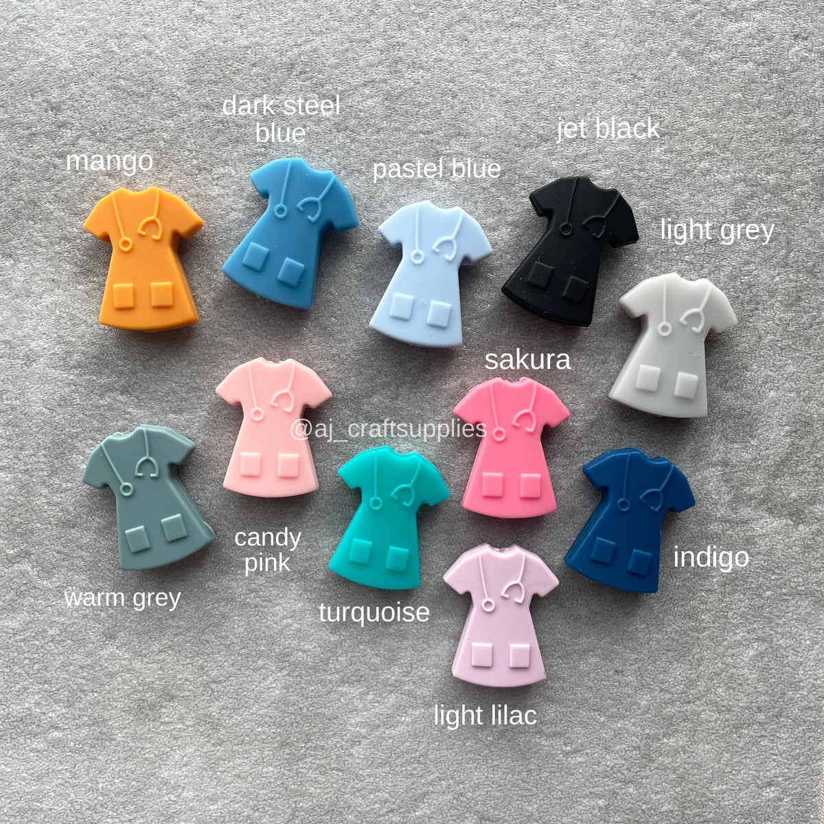 Medical Scrub Top Silicone Beads - CHOOSE YOUR COLOUR - 2 Beads