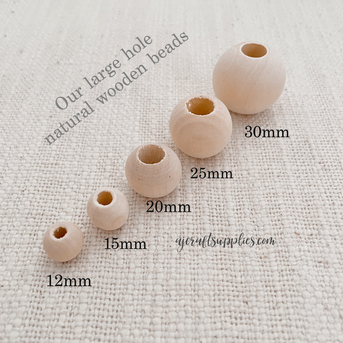 150 Pcs Wooden Beads, Large Hole Unfinished Natural Round Wooden Loose  Beads (20mm x Diameter 10mm Hole,12mm x Diameter 6mm Hole)