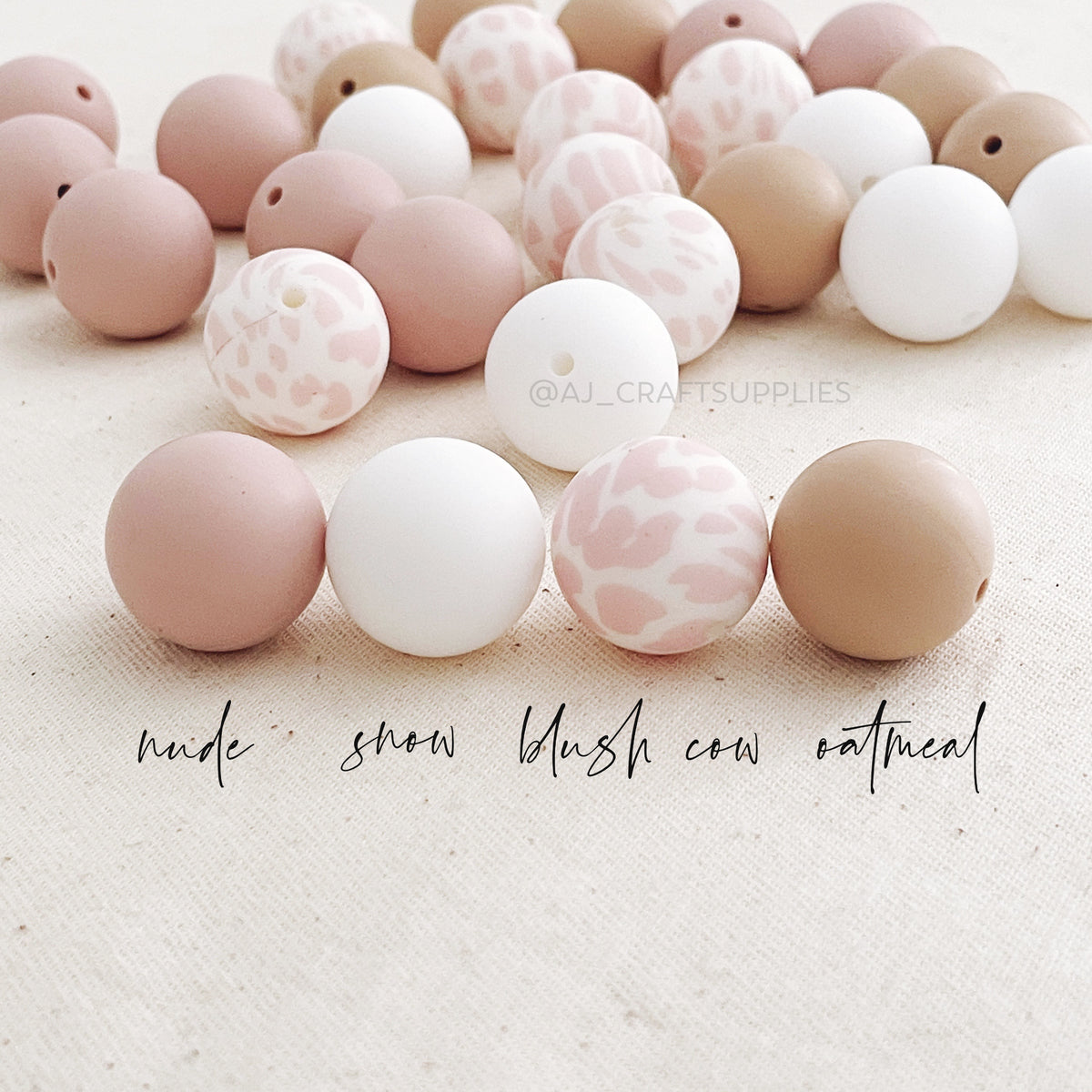 Blush Cow Print - 22mm abacus Silicone beads - 5 Beads