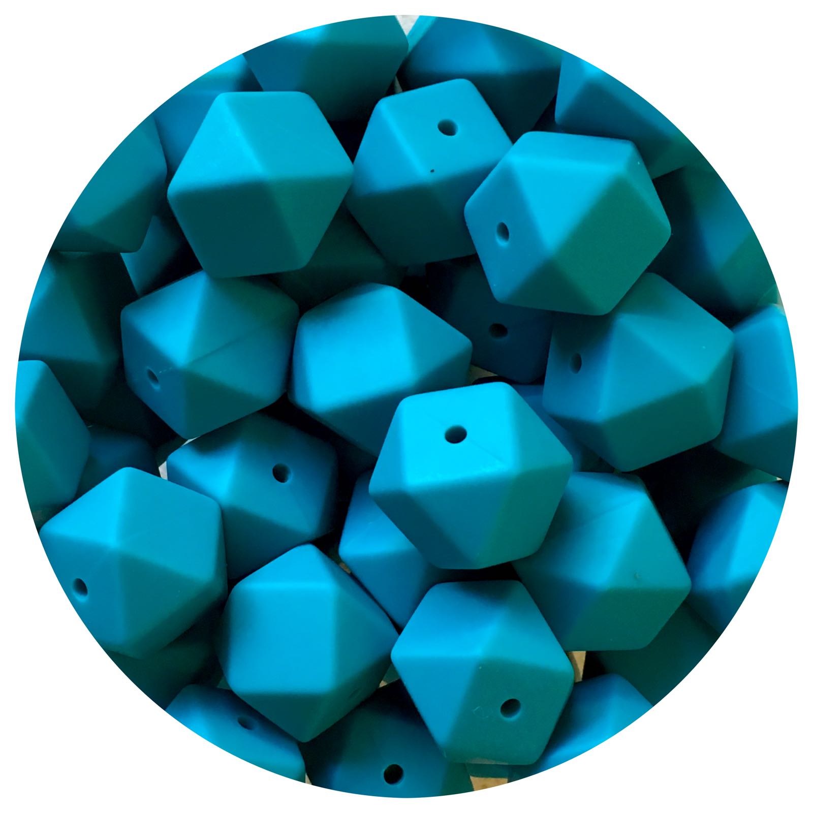 Teal - 17mm Hexagon - 10 Beads